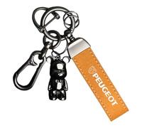 QWCPHGWZ Portachiavi Auto per Peugeot RCZ 2010-2025,Portachiavi Anti-smarrimento con Anello a D Logo Stemma Key Chain,Yellow