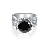 QWdfgS anello con diamante, Anelli di fidanzamento in Moissanite da 5 ct for donna Taglio rotondo D Colore VVS1 con diamanti blu/giallo/rosa Fedi nuziali in certificato(Black,5)