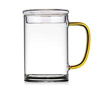 QWdfgS bicchiere da birra, Bicchiere da pinta personalizzato, bicchiere in vetro 2 pezzi con manico Tazza acqua trasparente di grande capacità coperchio tè Birra