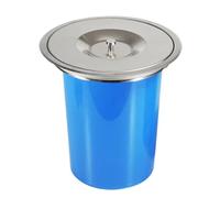 QWdfgS cestino con coperchio, Coperchio da incasso for mobiletto cucina, pattumiera rotonda, occhiello in acciaio inox for cucina/nero/5 l(Silver,8L)
