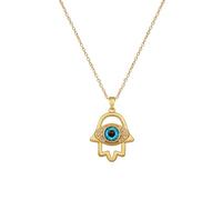 QWdfgS Collana, Collana con mano di Hamsa contro il malocchio for donna - Ciondolo amuleto protezione placcato oro 18 carati zirconi cubici