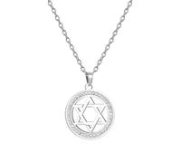 QWdfgS Collana, Collana con Stella di David Divina, Gioiello Protezione Spirituale, Acciaio Inossidabile Zirconi Scintillanti(Silver)