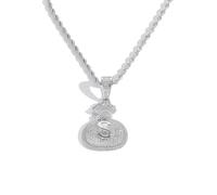 QWdfgS Collana, Collana portafortuna con simbolo del dollaro, ciondolo amuleto streetwear e(Silver)