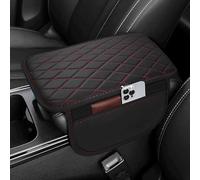 QWEDFSD Pelle PU Copri Bracciolo Auto per Ford Kuga 3 MK3 St-Line 2020-2025,Impermeabile Copribracciolo per Autos Imbottitura del Bracciolo Centrale con 2 Tasche Portaoggetti,E/Black-Red