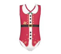 QWEFVB Body da ginnastica per bambine, body da balletto, senza maniche, per danza atletica, rosa gelato, Costume da Babbo Natale, 11-12 Years