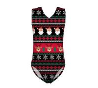 QWEFVB Body da ginnastica per bambine piccole, body canotta da balletto, abbigliamento da danza senza maniche, unitard da danza atletica, rosa gelato, Babbo Natale, 9-10 Years