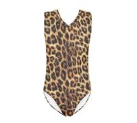 QWEFVB Body da ginnastica per ragazze, senza maniche, con stampa tigrata, Stampa leopardata, 5-6 Years