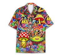 QWEFVB Camicia hawaiana da uomo, camicia hawaiana tropicale con bottoni, stile casual, per vacanze, spiaggia, estate, a maniche corte, Fungo, 5XL