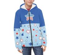 QWEFVB Felpa con cappuccio casual a maniche lunghe con tasche leggera e comoda giacca invernale da ragazza alla moda, Stella Bandiera Americana, S