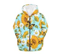 QWEFVB Felpe con cappuccio con grafica anime per ragazze e ragazzi inverno autunno divertenti felpe palestra personalizzata 3D Streetwear, Fiore Farfalla Girasole, M