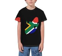 QWEFVB Maglietta a maniche corte con mappa del Sud Africa, per ragazzi, ragazze, Bandiera del Sudafrica Mappa 1, 5-6 Anni