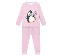 QWEFVB Pigiama per bambini a maniche lunghe, con parte superiore e inferiore, per bambini da 3 a 16 anni, Lovely Penguin Sing, 5-6 Years