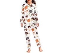 QWEFVB Pigiama per bambini con camicia e pantaloni, per autunno e inverno, per ragazzi e ragazze, 3-16 anni, Cartone animato porcellino d'India, 11-12 Years