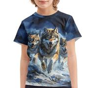 QWEFVB T-shirt a maniche corte per bambini da 2 a 16 anni, magliette morbide estive con grafica novità maglietta casual per la scuola, Lupo, 11-12 Anni