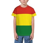 QWEFVB T-shirt a maniche corte per ragazzi, con bandiera di Cuba, per ragazzi e ragazze, Bandiera della Bolivia 3, 11-12 Anni