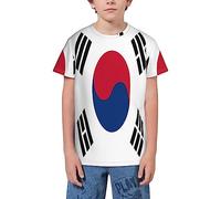 QWEFVB T-shirt a maniche corte per ragazzi con bandiera di Trinidad e Tobago, Bandiera della Corea del Sud 3, 13-14 anni
