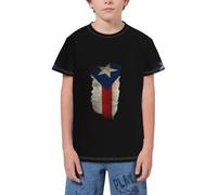 QWEFVB T-shirt a maniche corte per ragazzi e ragazze con impronte di animali, Bandiera vintage Porto Rico 7, 5-6 Anni