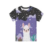 QWEFVB T-shirt per bambini per ragazzi e ragazze a maniche corte con grafica top vestiti primavera estate, rane verdi, 11-12 anni, Grazioso alpaca., 5-6 Years