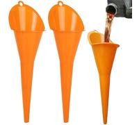 QWEPU Set di 2 imbuti di riempimento, imbuto universale per auto, beccuccio lungo, arancione, plastica