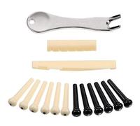 Qwertfeet Acustico Pin Ponte Chitarra Estrattore Tirando Strumento di Estrazione del Solvente con Chitarra Dado e 12 Pack Pin Ponte Chitarra