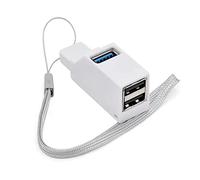 Qwertfeet Adattatore hub USB 3.0 Extender Mini Splitter Box 3 porte per PC portatile telefono cellulare ad alta velocità U Disk Reader, bianco