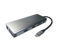 Qwertfeet Hub USB C 12 in 1 Stazione USB C Doppio Adattatore Hub Multiporta Trasferimento USB SD/TF, Audio VGA LAN per Laptop