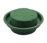 Qwertfeet Kit per composizione floreale fai da te, in schiuma bagnata, verde, rotonda, per matrimoni, decorazioni per feste (schiuma floreale con ciotola, 12 pezzi)