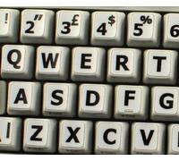 Qwerty Keys Inglese UK Adesivi Grandi Lettere (maiuscole) Tastiera Bianco con Lettere Nere - Adatti a Qualsiasi Tastiera