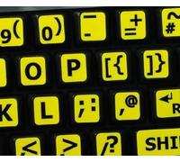 Qwerty Keys Inglese UK Adesivi Grandi Lettere (maiuscole) Tastiera Gialle con Lettere Nere - Adatti a Qualsiasi Tastiera