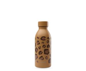 Qwetch - Bottiglia isotermica da 500 ml Leopard Camel - ICON - Borraccia Design compatta ed elegante in acciaio inox riciclata - 24 ore freddo e 12 ore caldo - Impermeabile