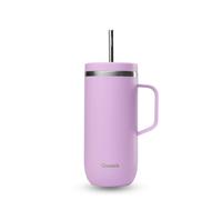 QWETCH - Cold Cup 600ml con manico e cannuccia - 24h Ghiacciato e 12h Freddo - Lavanda - Borraccia isotermica in acciaio inox, tazza thermos caffè