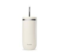 QWETCH - Cold Cup Termico con Cannuccia 600 ml Sabbia - 24h Ghiacciato & 12h Freddo - Acciaio Riciclato, Anti-Schizzi - Perfetto per Bevande Fredde, Bubble Tea e Caffè Freddo