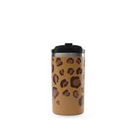 QWETCH - Tazza termica da viaggio - Leopard Cammello 240 ml - Thermos caffè e tè in acciaio inox - 6 ore caldo e 12 ore freddo - Compatto e impermeabile, tazza da viaggio