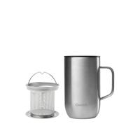 QWETCH - Tazza Termica Inox 470 ml con Manico & Filtro Infusore - Tisaniere Termica in Acciaio Inox Riciclato - Thermos Caffè e Tè - 6h Caldo / 12h Freddo - Coperchio Scorrevole Antigoccia