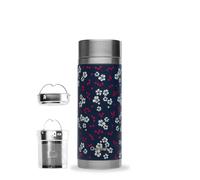 Qwetch - Teiera Termica per Infusione - Hanami Blu 400ml - Bottiglia con Infusore Portatile - 5h Caldo & 7h Freddo - Senza BPA, Ermetica & Riutilizzabile - Ideale per Tè, Caffè, Frutta, Tisana