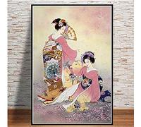 QWEWQE Quadro su tela, New Giappone, Geisha giapponese, dipinto con moglie di geisha (60 x 90 cm)
