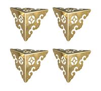 QWFVHJ Protezioni for Angoli in Metallo Vintage, filigrana angolare, 4 Pezzi Protezioni for Angoli in Ottone Anticato Vintage Hardware Scrivania Bordo Scatola Armadio Tre Lati Completo Encase(Gold)