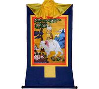 QWFVHJ Rotolo Dipinto Appeso, Rotolo di Seta Dipinto, Rotolo di Seta Dipinto, Thangka Tibetano, arazzo Thangka Tibetano Fatto a Mano Harmony(Blu,S)