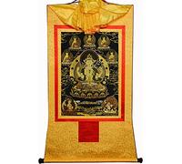 QWFVHJ Rotolo Dipinto Appeso, Rotolo di Seta Dipinto, Rotolo di Seta Dipinto, Thangka Tibetano, Avalokitesvara a Quattro Braccia, Padmapani, Chenrezig(Unique Colour,Medium(62cm*47cm))