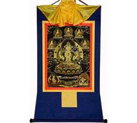 QWFVHJ Rotolo Dipinto Appeso, Rotolo di Seta Dipinto, Rotolo di Seta Dipinto, Thangka Tibetano, Avalokitesvara a Quattro Braccia, Padmapani, Chenrezig(Blu,Large(85cm*63cm))
