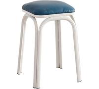 QWFVHJ Sgabello for cambiare le scarpe, poggiapiedi in pelle, tavolo da pranzo quadrato, piccolo poggiapiedi in pelle in ferro battuto, sgabello for il trucco, soggiorno, cucina(Blue)