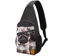 QWHJK Borsa a tracolla multifunzione, con stampa di cuccioli di carlino, borsa a tracolla da donna, piccola borsa a tracolla