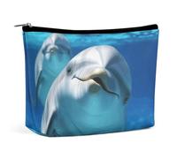 QWHJK Borsa cosmetica da viaggio, borsa da viaggio con delfino con un sorriso, borsa da viaggio semplice, borsa cosmetica per borsa, borsa per cosmetici, delfino con un sorriso, taglia unica