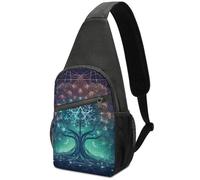 QWHJK Borsa da petto multifunzione, borsa a tracolla da uomo con stampa digitale con icona dell'albero della vita, borsa a tracolla piccola