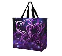 QWHJK Borsa di totalizzatore della spesa, borse di totalizzatore alla rinfusa della stampa dei cuori viola di modo, borsa di totalizzatore della tracolla, borse della spesa