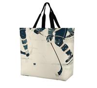 QWHJK Borsa di totalizzatore della spesa, borse di totalizzatore alla rinfusa della stampa del modello di hockey su ghiaccio, borsa di totalizzatore a tracolla, borse della