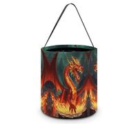 QWHJK Borse per caramelle, Dragon King in Fire Print Halloween Candy Tote Bag, secchiello riutilizzabile per caramelle, borsa alla moda per caramelle, Dragon King in Fire, taglia unica