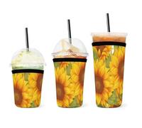 QWHJK Copertura per tazza d'acqua, maniche per tazza con stampa di girasole fresco per bevande calde, semplice copertura per tazza d'acqua, maniche per tazze da caffè riutilizzabili