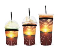 QWHJK Copertura per tazza d'acqua, maniche per tazza con stampa di pista da corsa al tramonto per bevande calde, semplice copertura per tazza d'acqua, maniche per tazze da caffè riutilizzabili