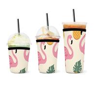 QWHJK Copertura per tazza d'acqua, maniche per tazze con stampa di fenicotteri e ananas, per bevande calde, semplice copertura per tazza d'acqua, maniche per tazze da caffè riutilizzabili